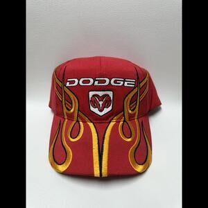 Dodge Truck Hat Unisex Adjustable Red Flames Ram Logo Hat